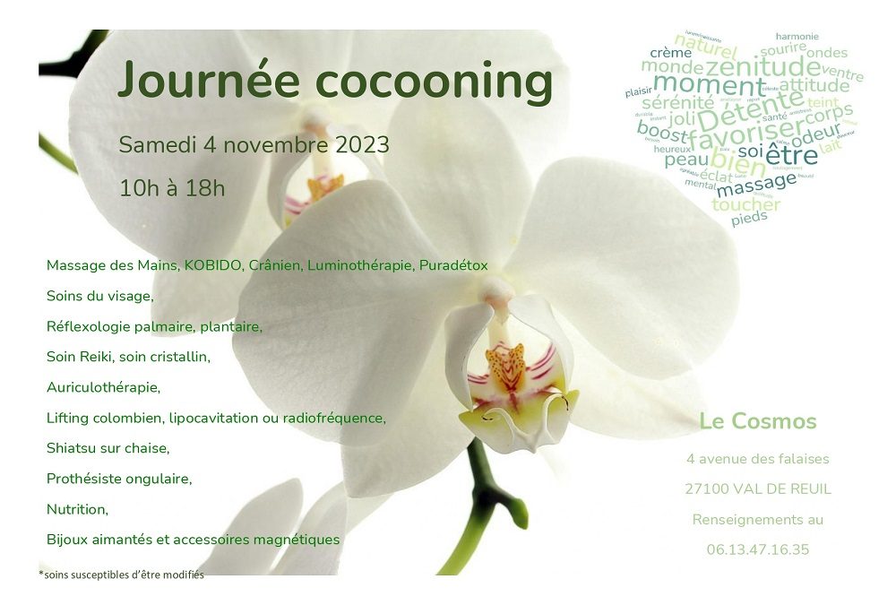Journée Cocooning-samedi 4 novembre – Val De Reuil – Atelier découverte : Réflexologie pieds et mains