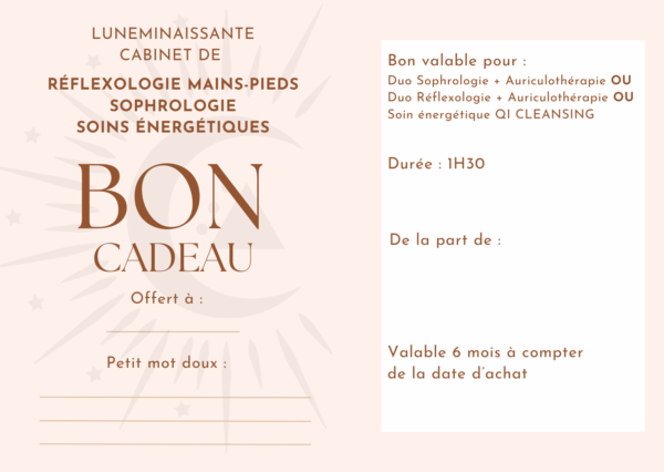 BON CADEAU BIEN ETRE NORMANDIE Bon cadeau - séance d'1h30 au choix