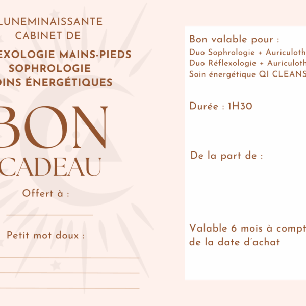 BON CADEAU BIEN ETRE NORMANDIE Bon cadeau - séance d'1h30 au choix